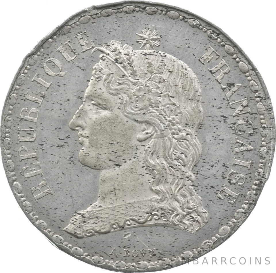 1848 France 5 Francs Coin Pattern Aluminum a9529
