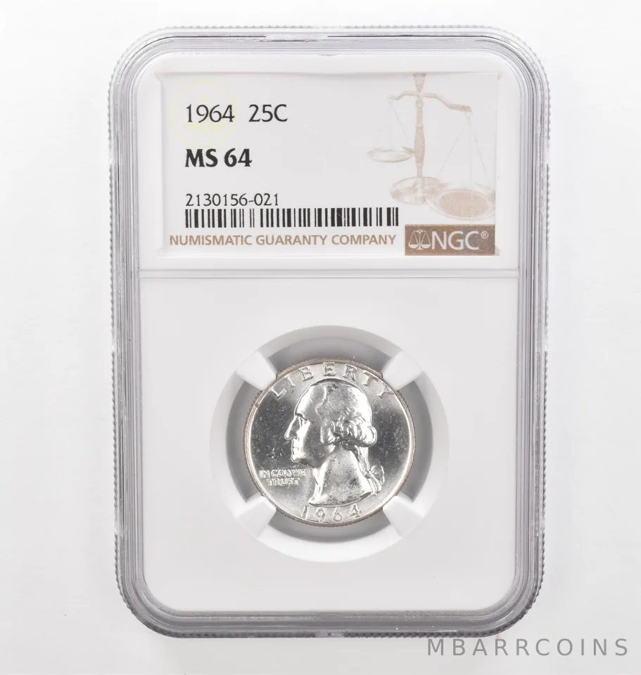 1964 Washington Quarter MS64 NGC Beautiful Tone Reverse *2256