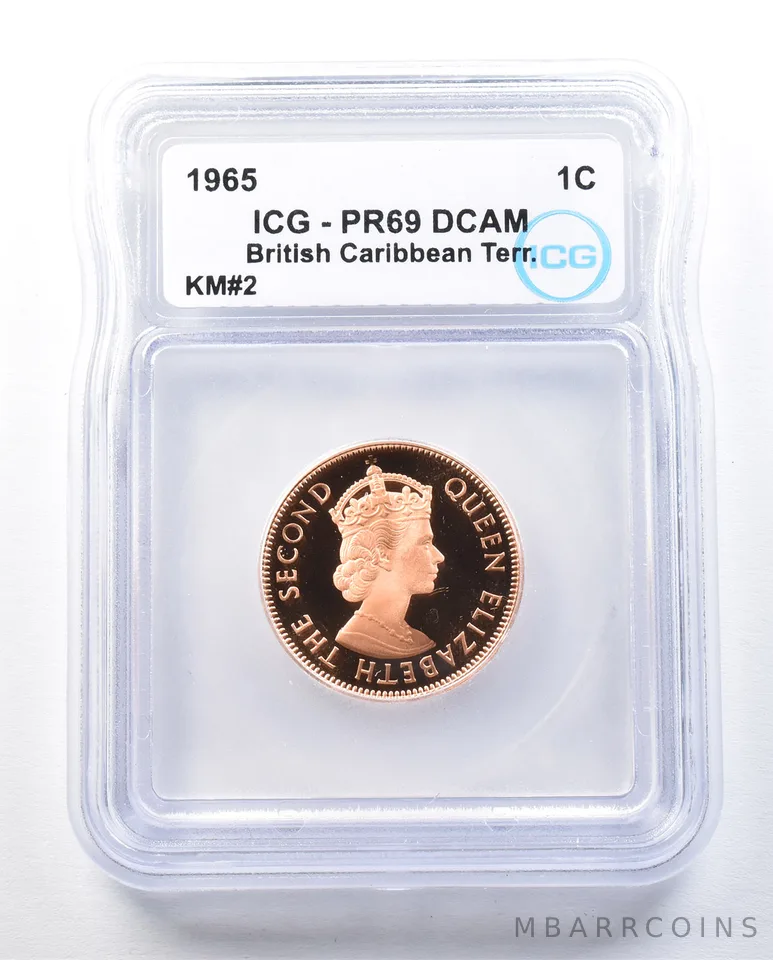 1965 British Caribbean Territories 1 Cent KM#2 PR69 DCAM ICG *8999