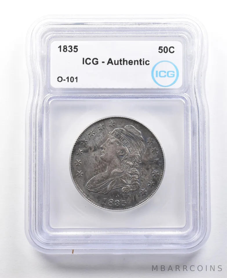 1835 Capped Bust Half Dollar O-101 Authentic ICG *3038