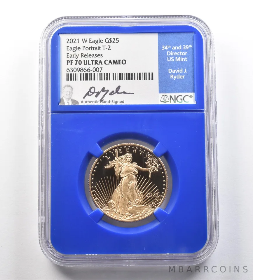 2021-W $25 American Gold Eagle 1/2 Oz Portrait Type 2 ER PF70 NGC Ryder *2576