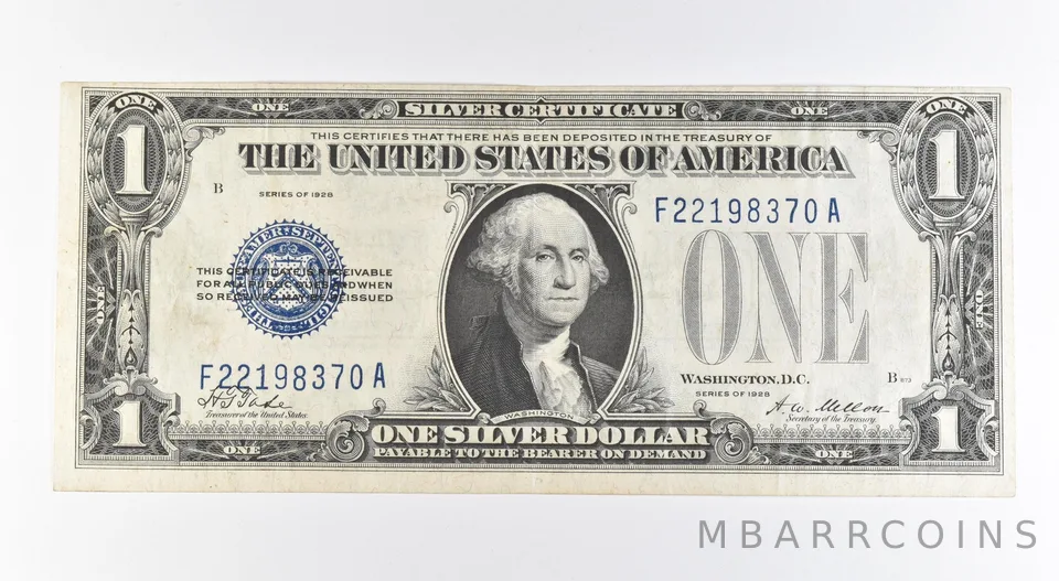 1928 $1 Silver Certificate Blue Seal Fr#1600 *0399