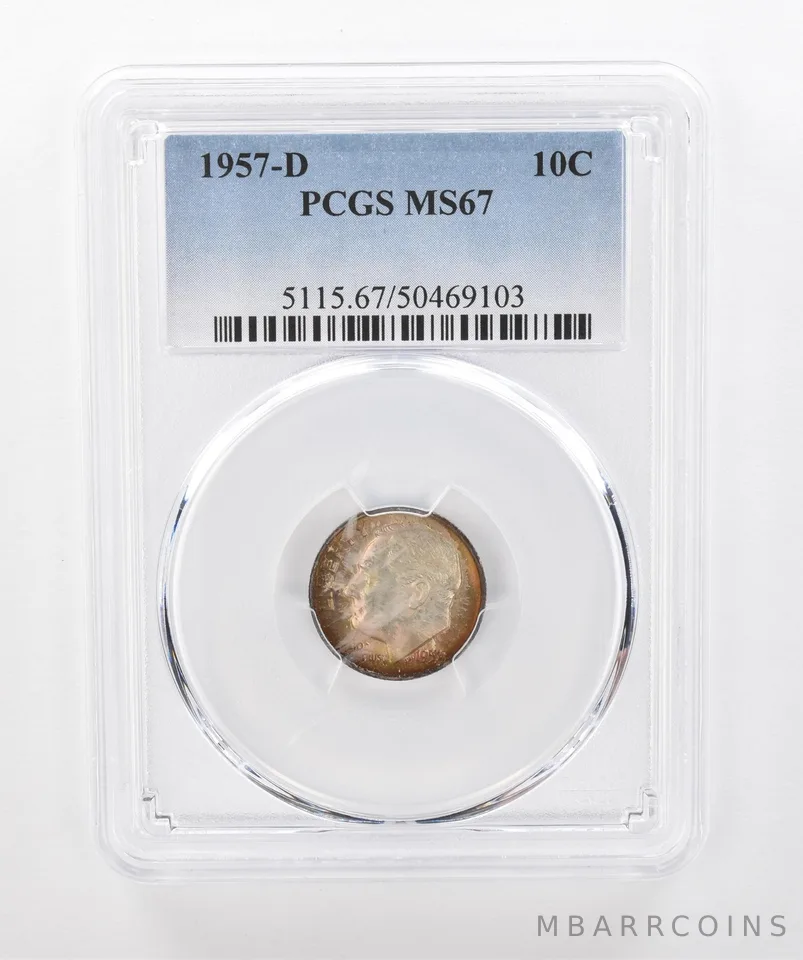 1957-D Roosevelt Dime MS67 PCGS Beautiful Tone *1424