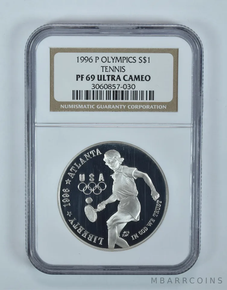 1996-P Olympic Tennis Commemorative Silver Dollar PF69 UCAM NGC
