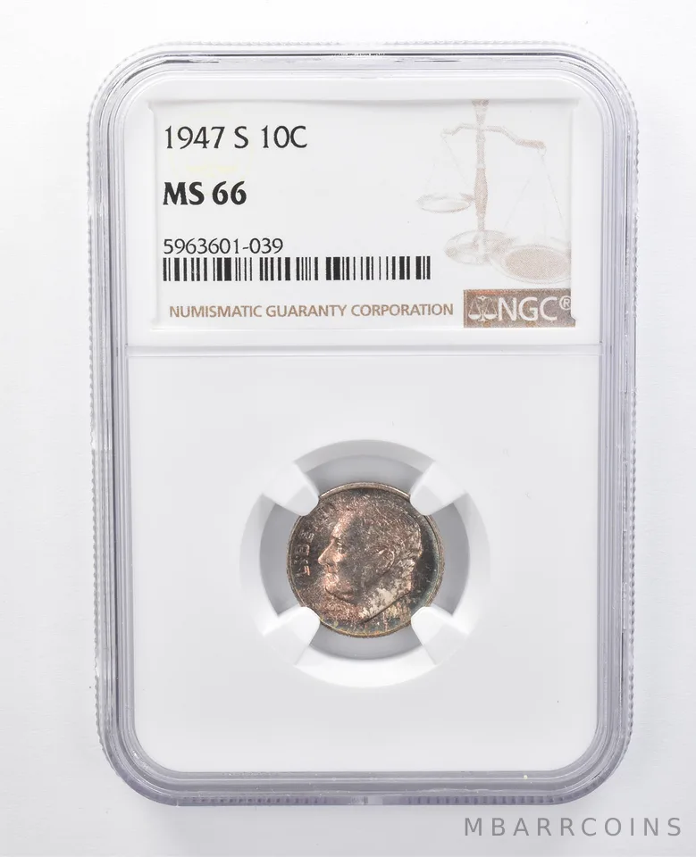 1947-S Roosevelt Dime MS66 NGC Beautiful Tone *7976