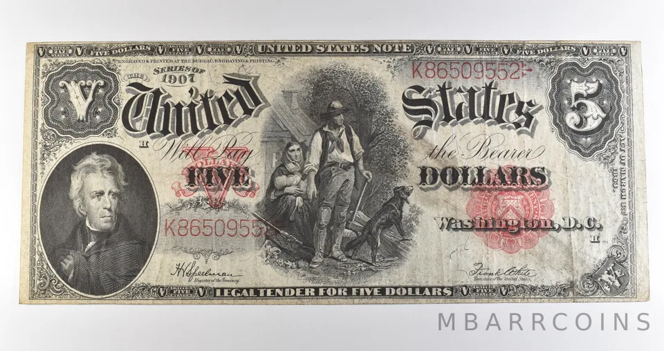 1907 $5 Legal Tender Large Note Red Seal *3527