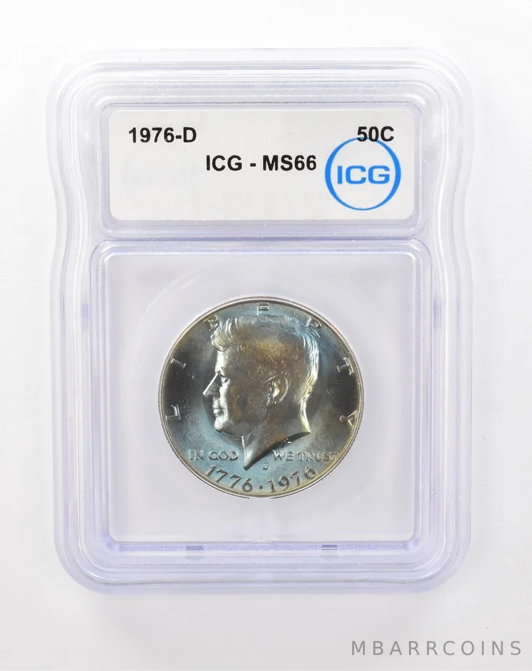 1976-D Kennedy Half Dollar MS66 ICG Beautiful Blue Tone *0871