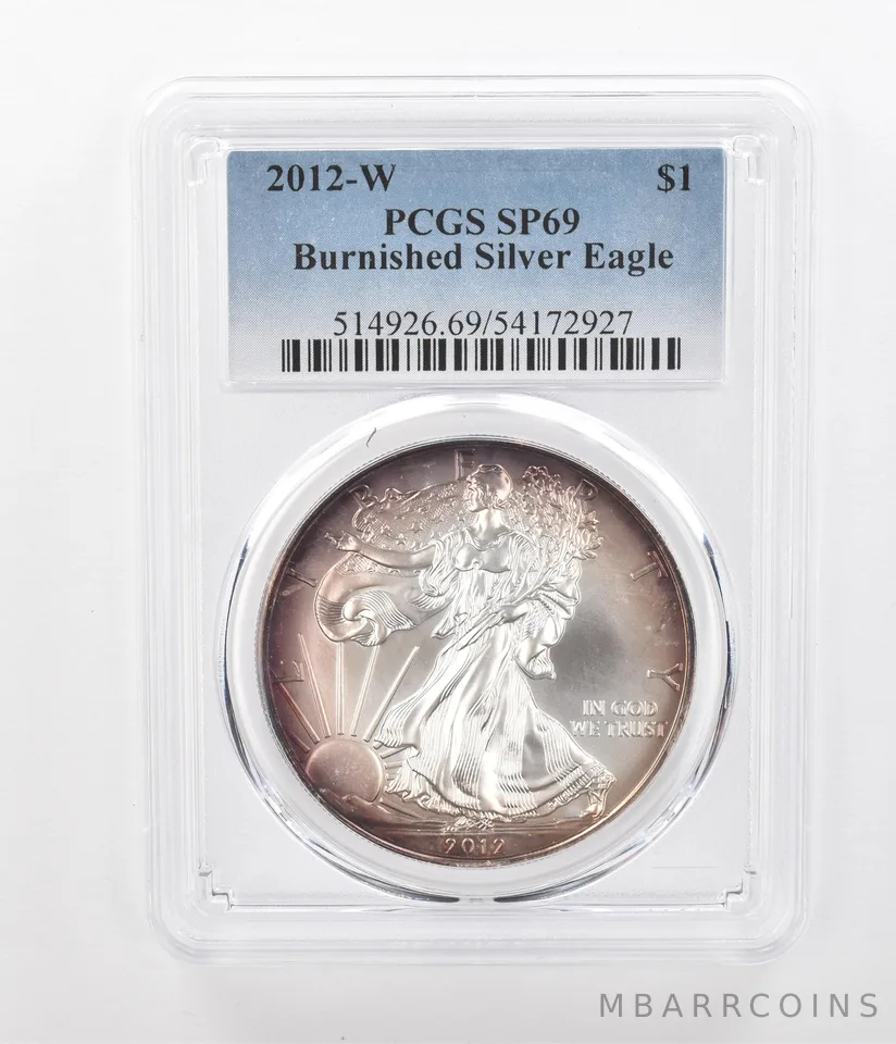 2012-W Burnished Silver Eagle SP69 PCGS Beautiful Tone *1269