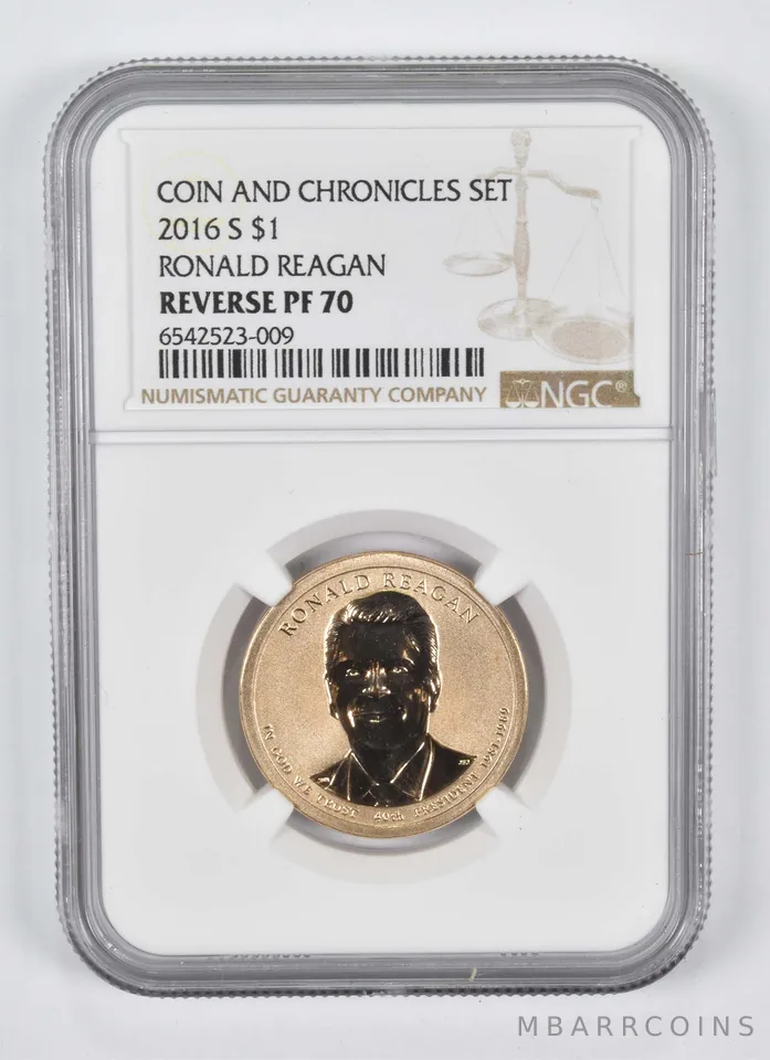 2016-S Presidential $1 Ronald Reagan Coin and Chronicles Reverse PF70 NGC