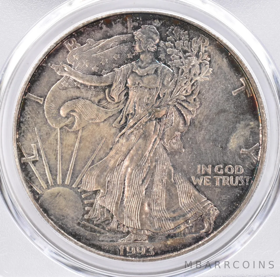 1993 American Silver Eagle MS64 PCGS Beautiful Tone *1481