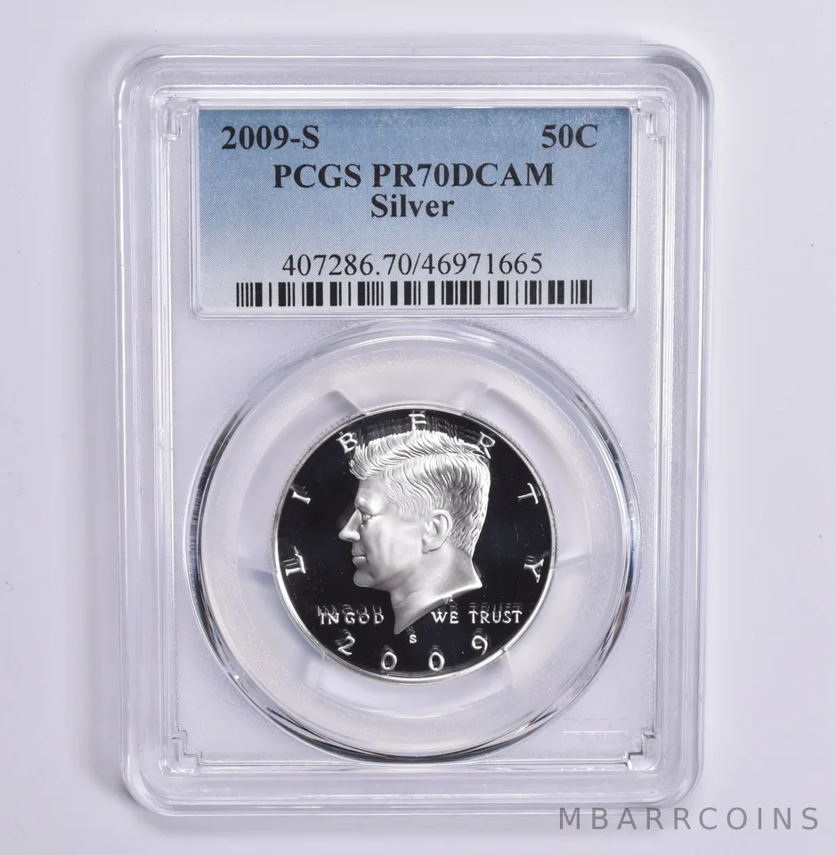 2009-S Kennedy Half Dollar Silver PR70 DCAM PCGS Blue Lbl