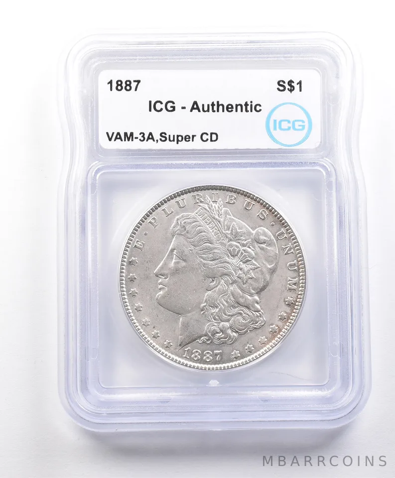 1887 Morgan Silver Dollar VAM-3A Super CD Authentic ICG *3314