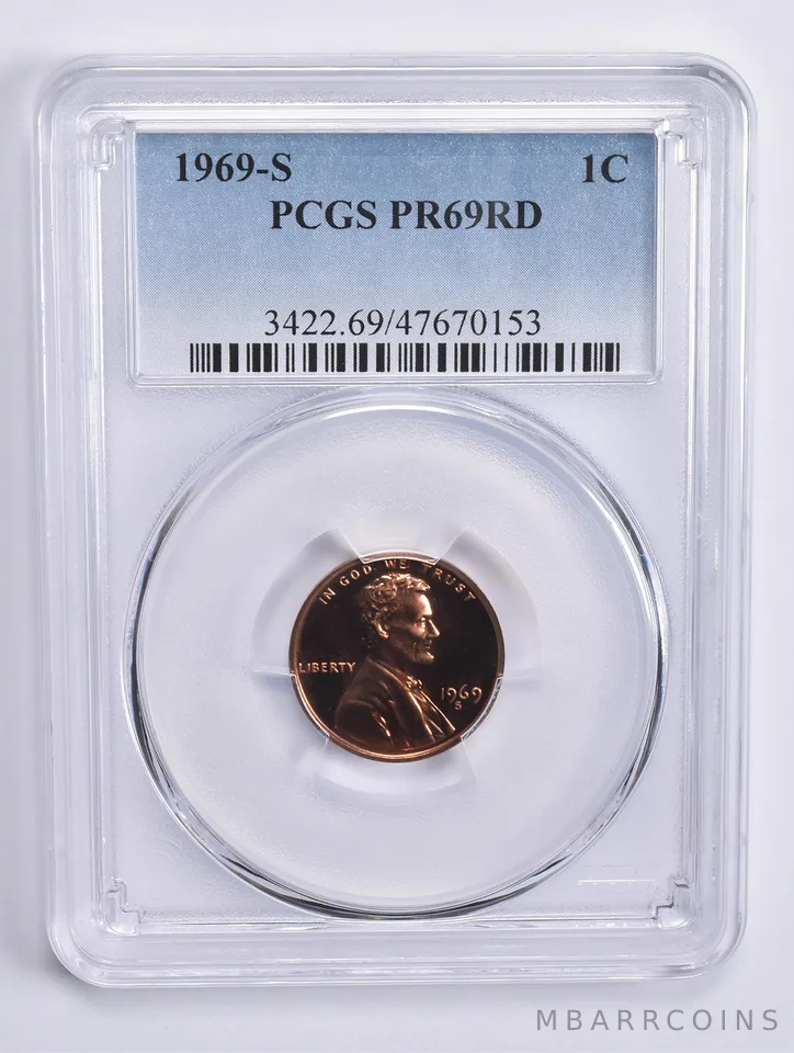 1969-S Lincoln Memorial Cent PR69 RD PCGS Blue Lbl