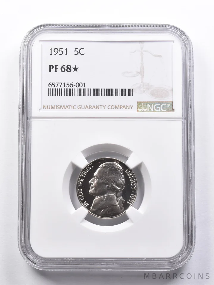 PF68 * STAR 1951 Jefferson Nickel NGC a6982