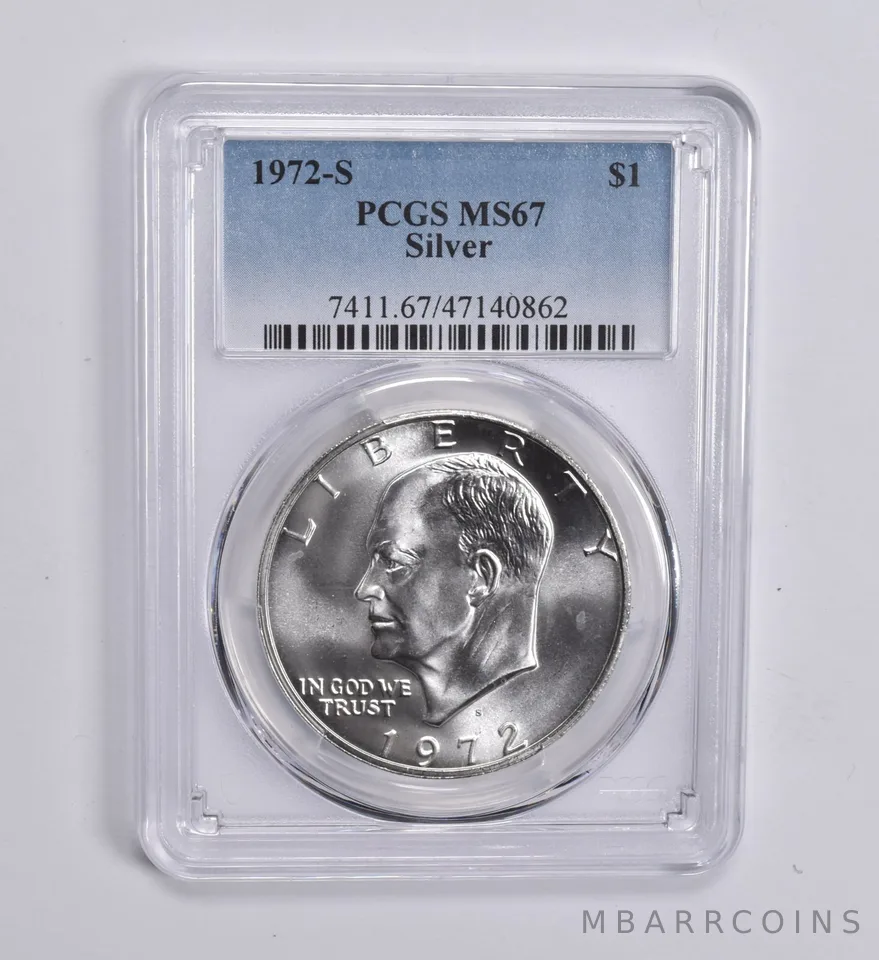 1972-S Eisenhower $1 Silver MS67 PCGS Blue Label