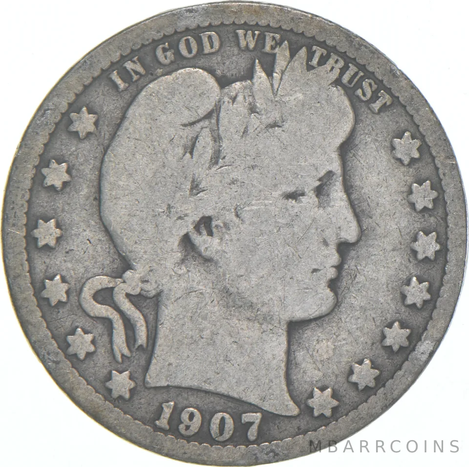 1907-S Barber Quarter Average Circ