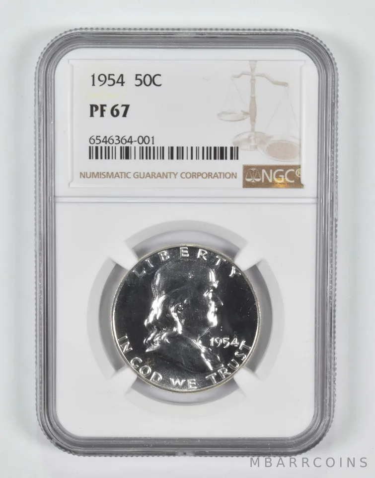 1954 Franklin Half Dollar PF67 NGC Brown Lbl