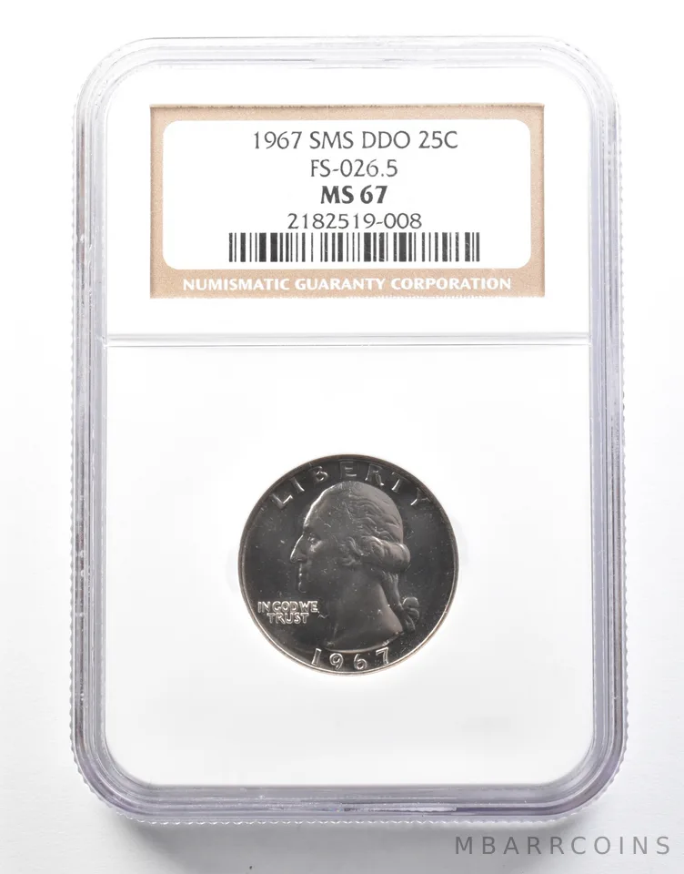 1967 Washington Quarter SMS DDO FS-026.5 MS67 NGC *2131