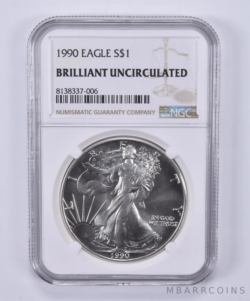 1990 American Silver Eagle BU NGC Brown Label