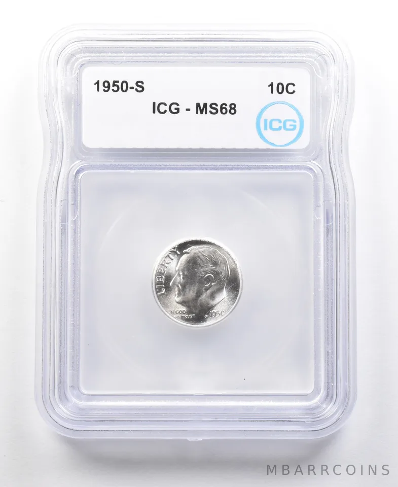 1950-S Roosevelt Dime MS68 ICG a4442