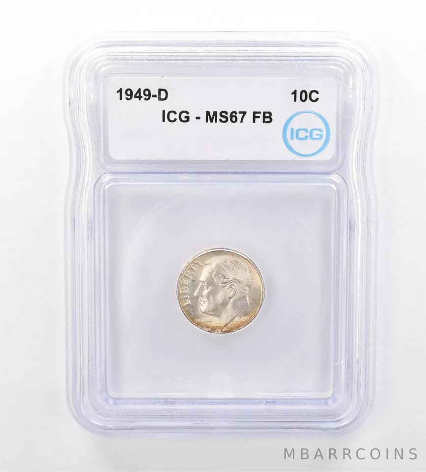 1949-D Roosevelt Dime MS67 FB ICG Nice Tone *7535