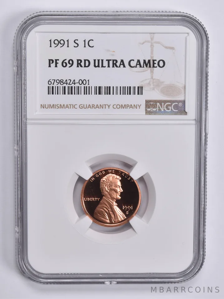1991-S Lincoln Memorial Cent 1c PF69 RD UCAM NGC Brown Lbl