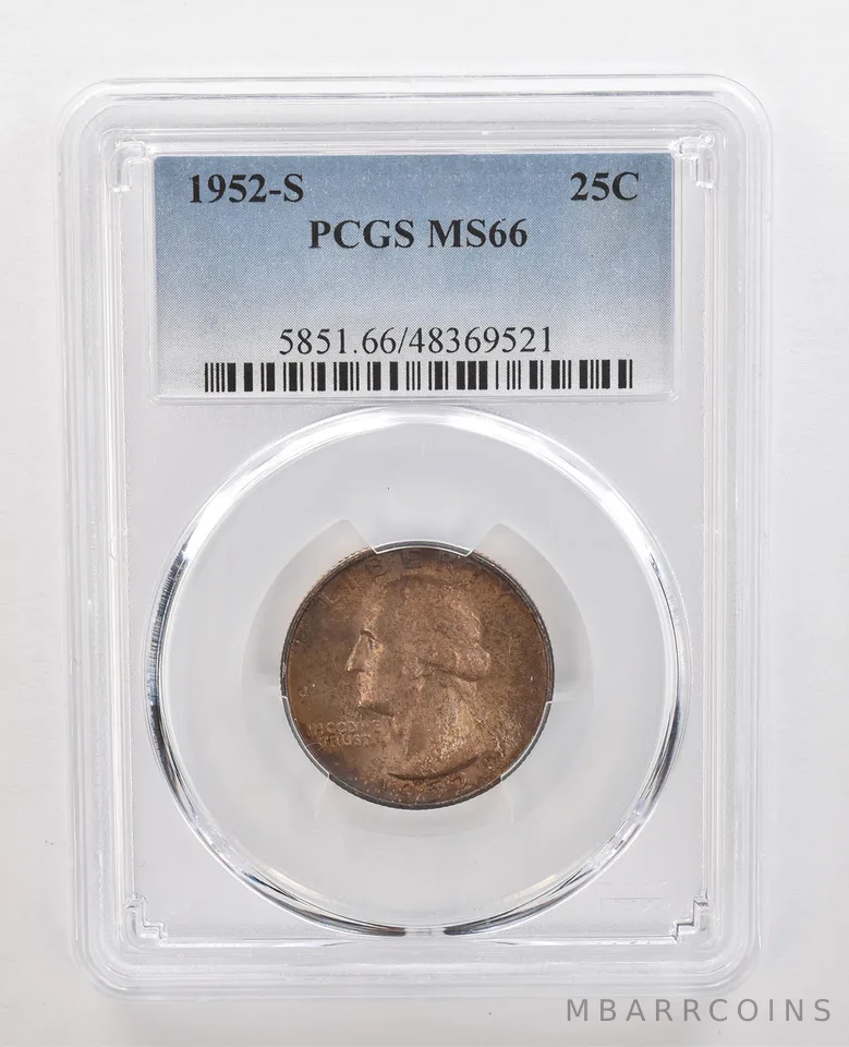 1952-S Washington Quarter MS66 PCGS Beautiful Tone *4380