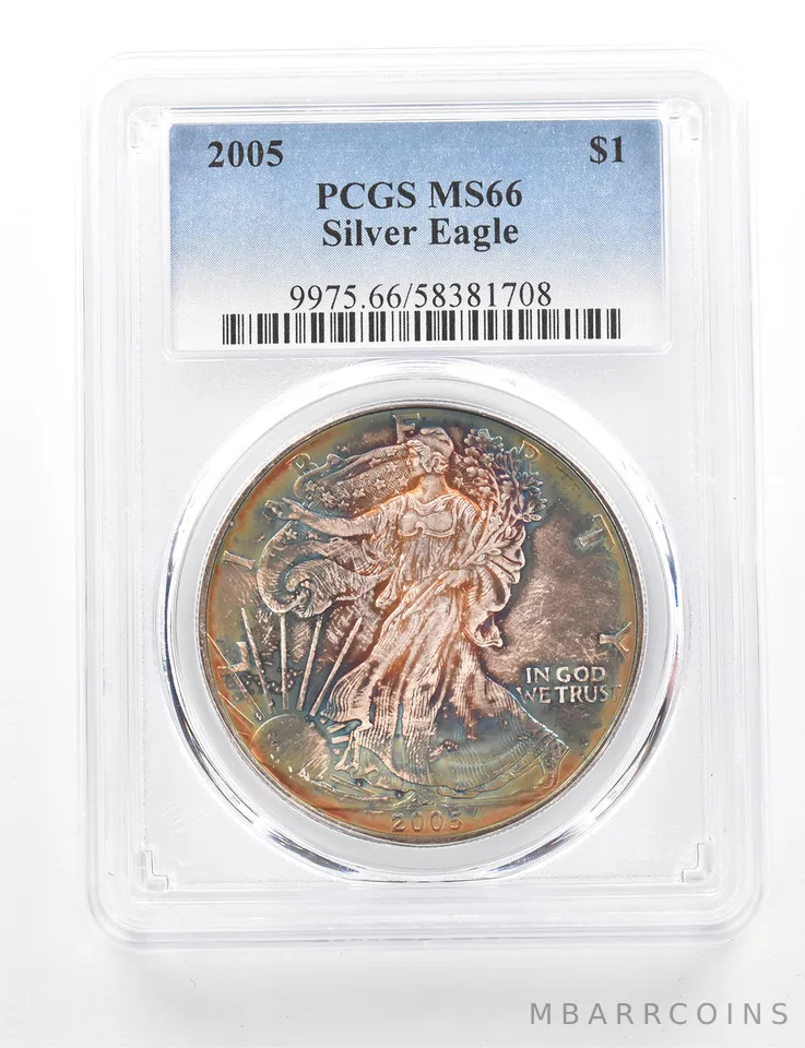 2005 American Silver Eagle MS66 PCGS Beautiful Tone *3419