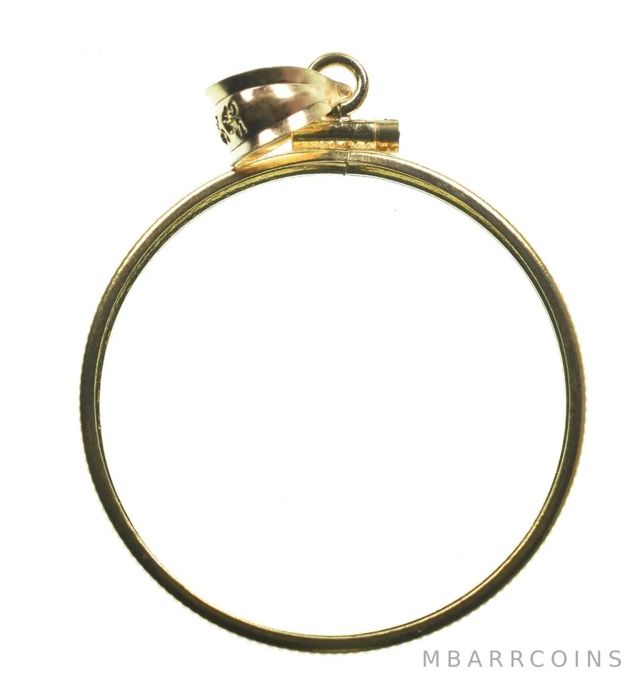14K 28mm Gold Filled 20 Peso Mexico Coin Bezel Pendant Frame Edge a1287