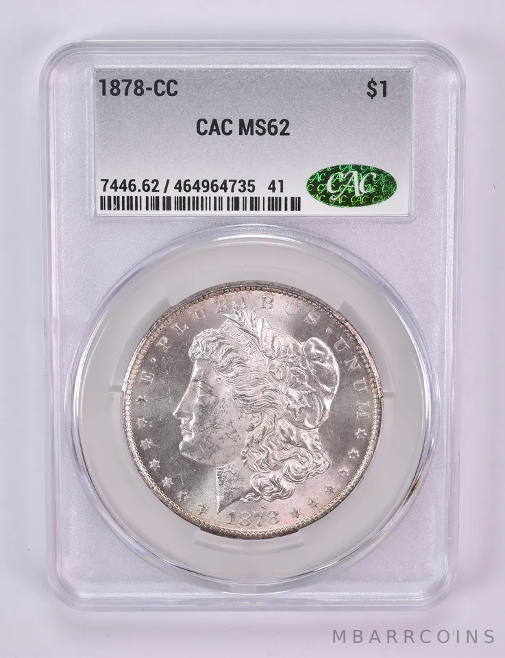 1878-CC Morgan Silver Dollar MS62 CAC CACg