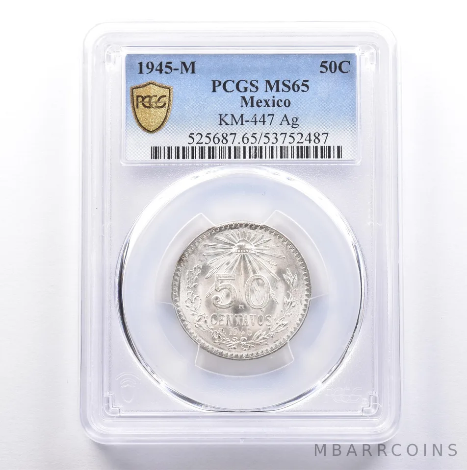 1945 M Mexico 50 Centavos Silver KM-447 MS65 PCGS *9061