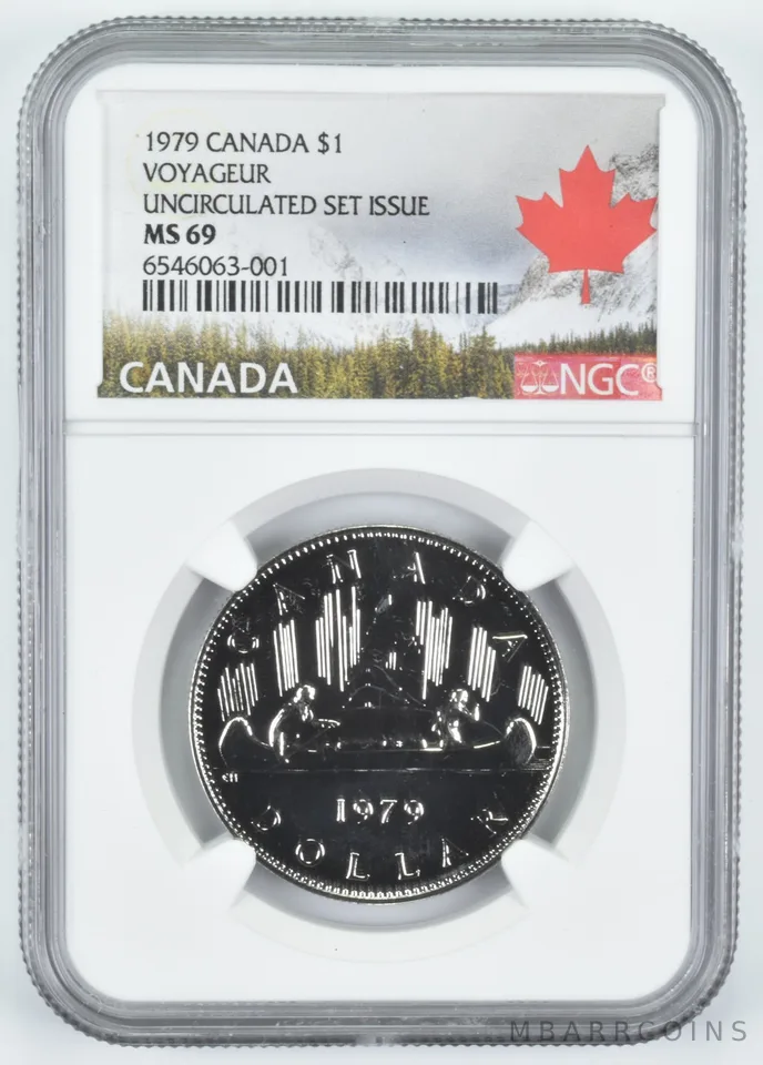 1979 Canada $1 Dollar Voyageur Unc Set Issue MS69 NGC Canada Lbl