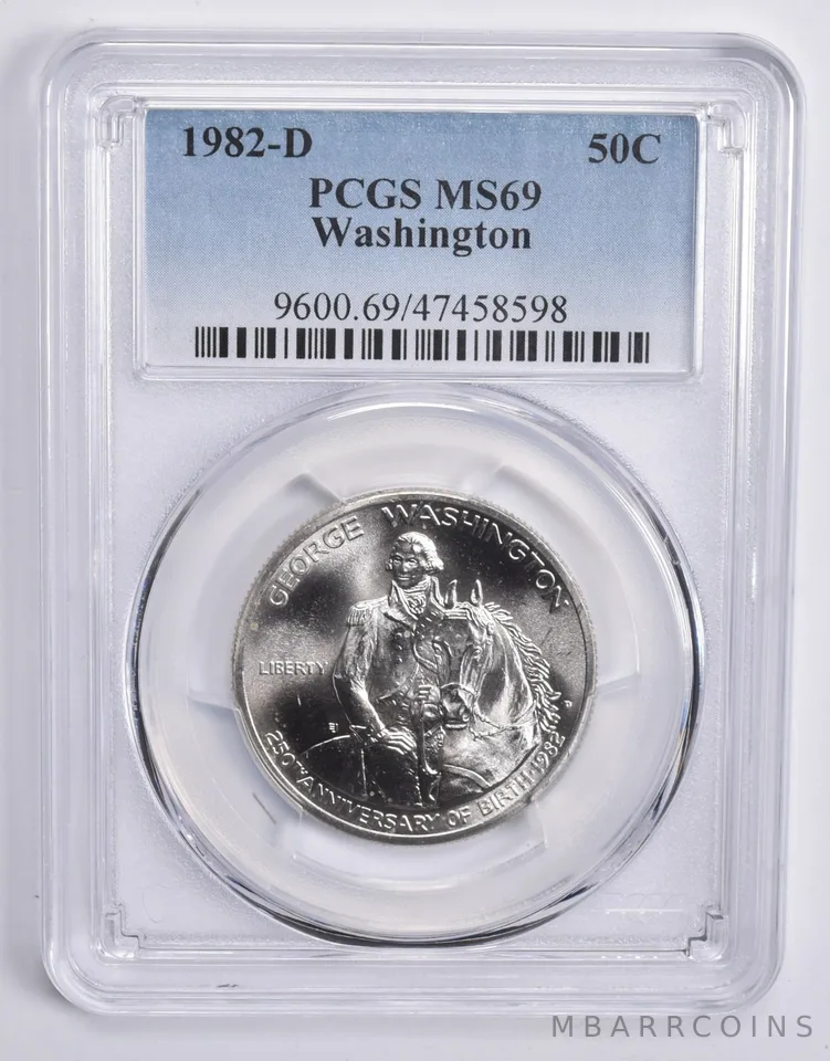 1982-D Washington Commemorative Half Dollar MS69 PCGS Blue Lbl