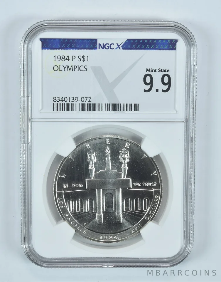 1984-P Olympic Commemorative Silver Dollar Mint State 9.9 NGC X NGCX