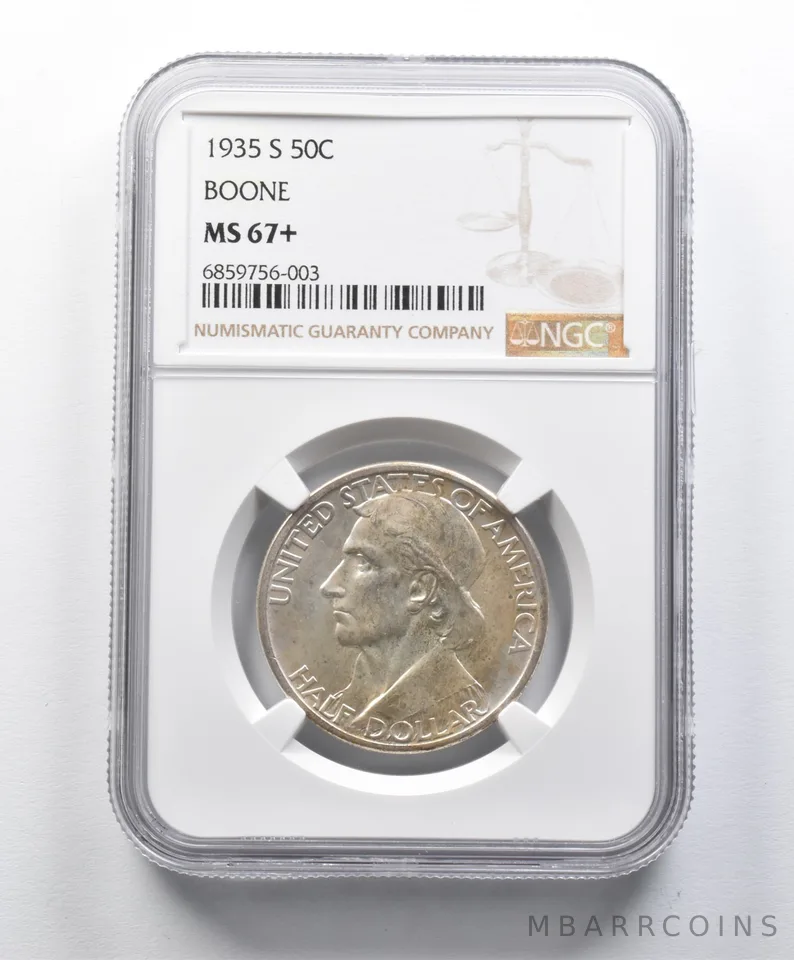 MS67+ 1935-S Daniel Boone Commemorative Half Dollar NGC *9979