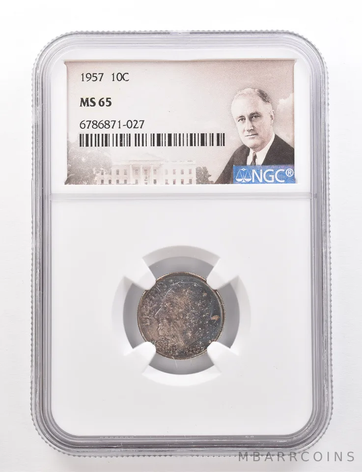 1957 Roosevelt Dime MS65 NGC Beautiful Tone *3360