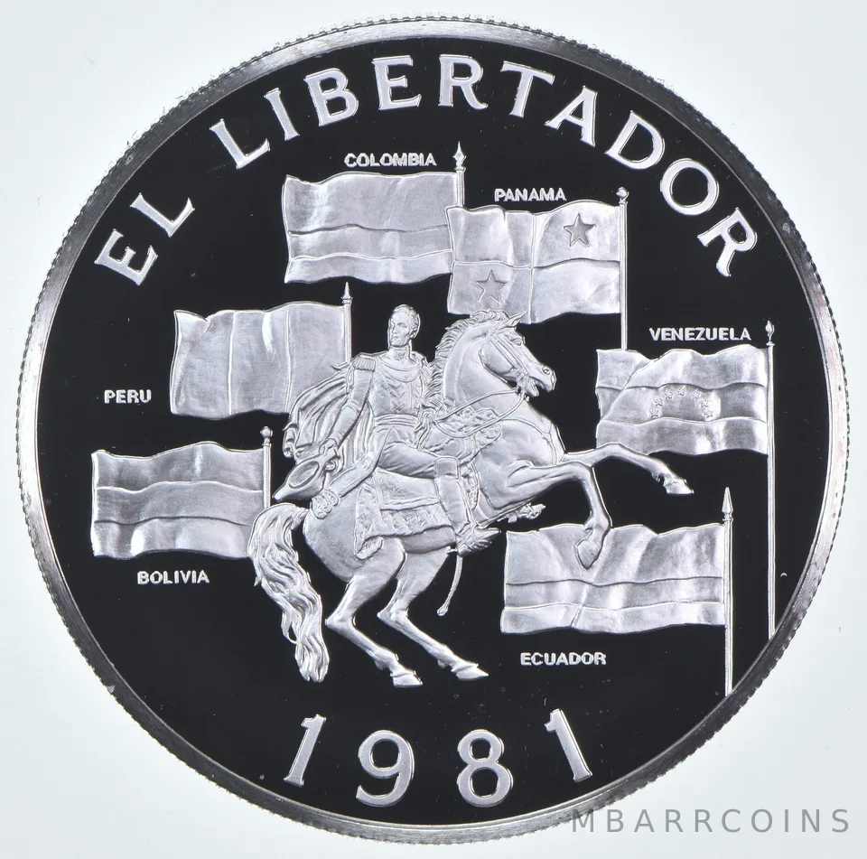 1981 Panama 20 Balboas El Libertador 50% Silver - 1.9 oz ASW