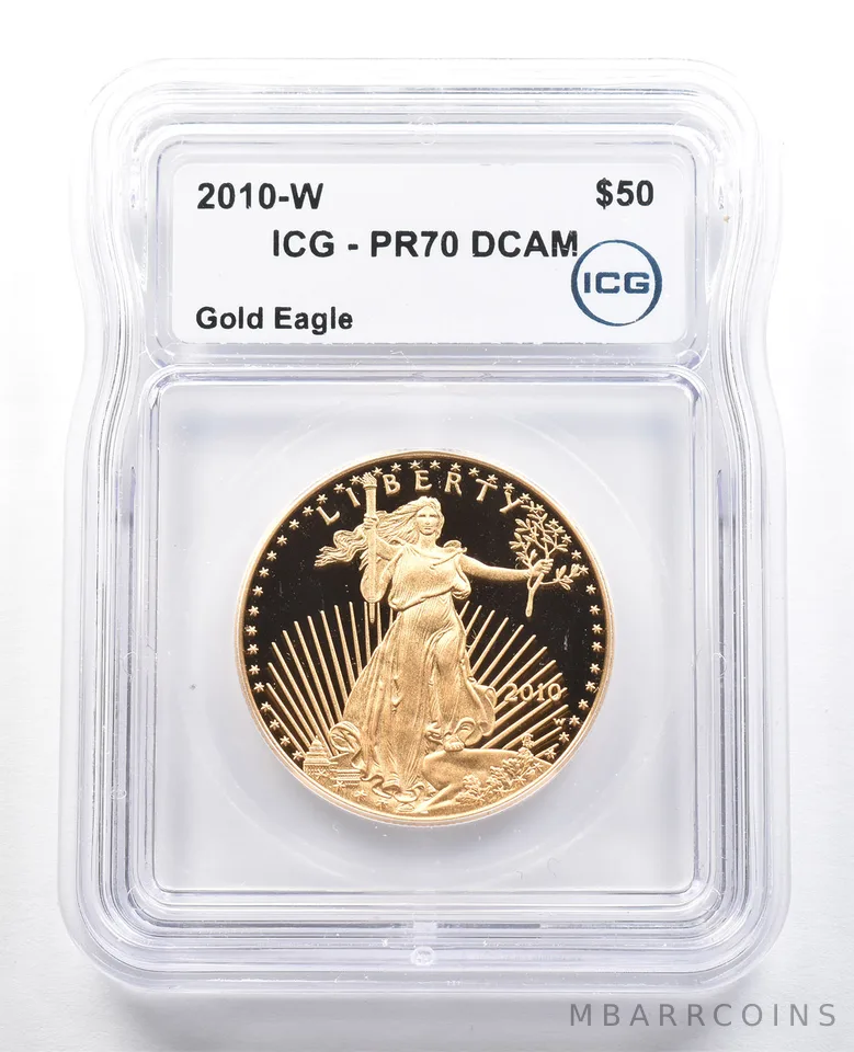 2010-W $50 American Gold Eagle 1 Oz Gold PR70 DCAM ICG