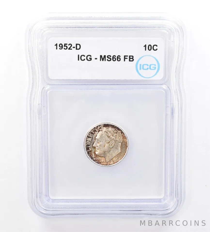 1952-D Roosevelt Dime MS66 FB ICG Beautiful Tone a1602