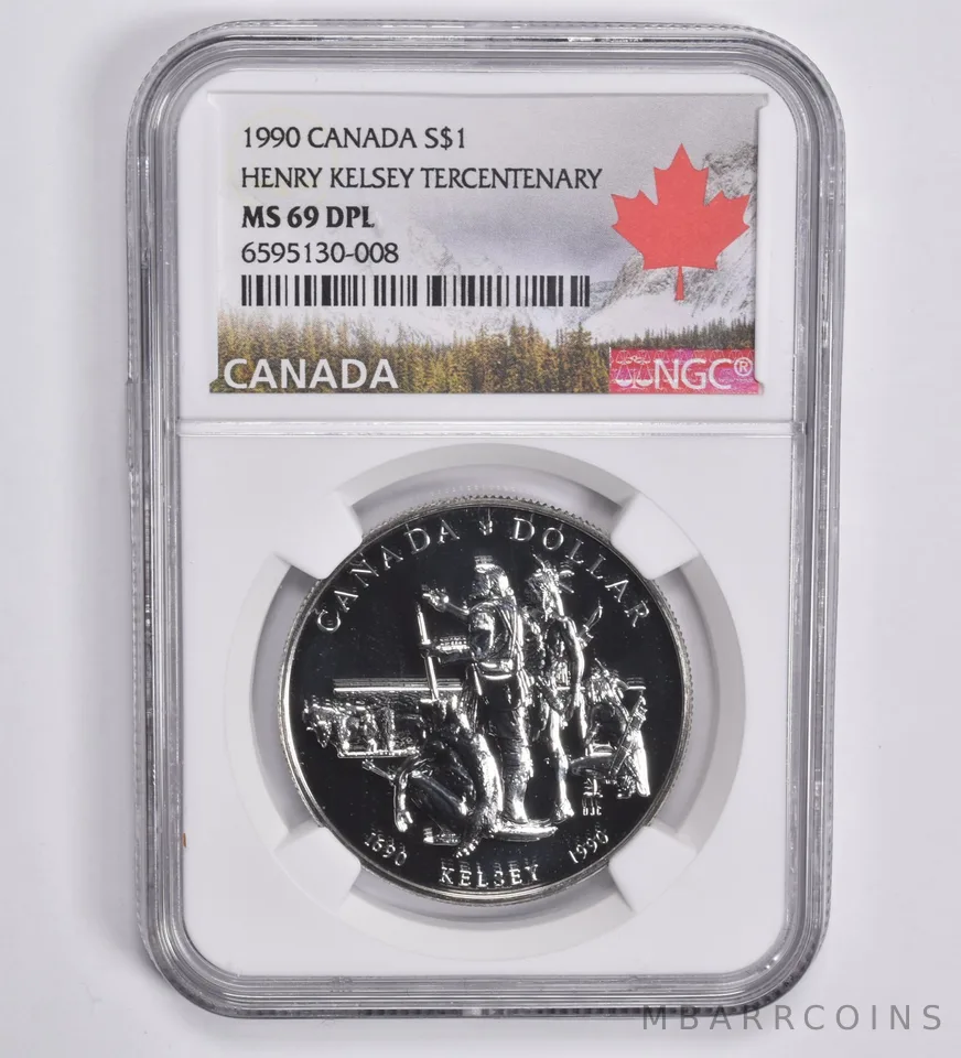 1990 Canada 1 Dollar Silver Henry Kelsey Tercentenary MS69 DPL NGC