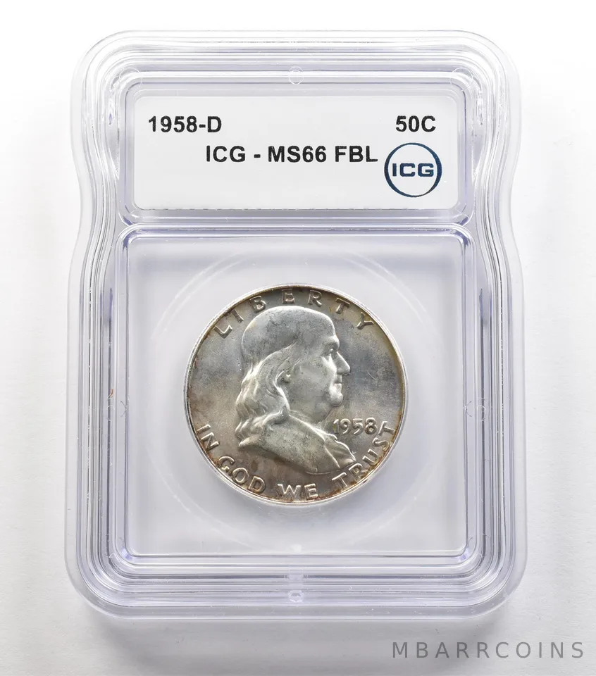 1958-D Franklin Half Dollar MS66 FBL ICG a6704