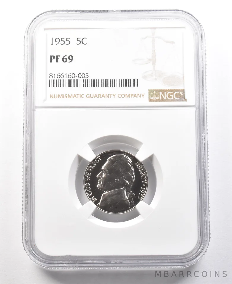 1955 Jefferson Nickel PF69 NGC PQ Cameo Contrast *8037