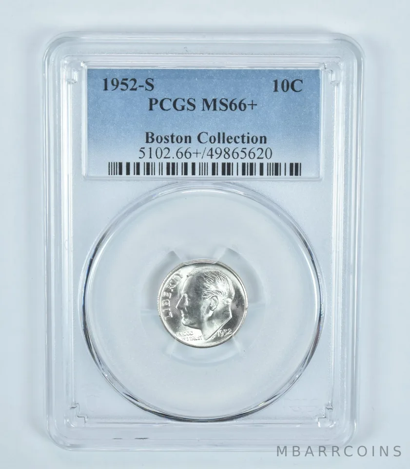 1952-S Roosevelt Dime Boston Collection MS66+ PCGS Blue Label