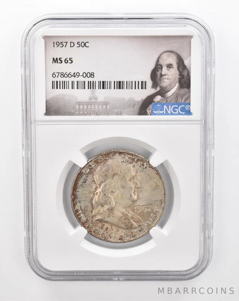 1957-D Franklin Half Dollar MS65 NGC Beautiful Tone *2857