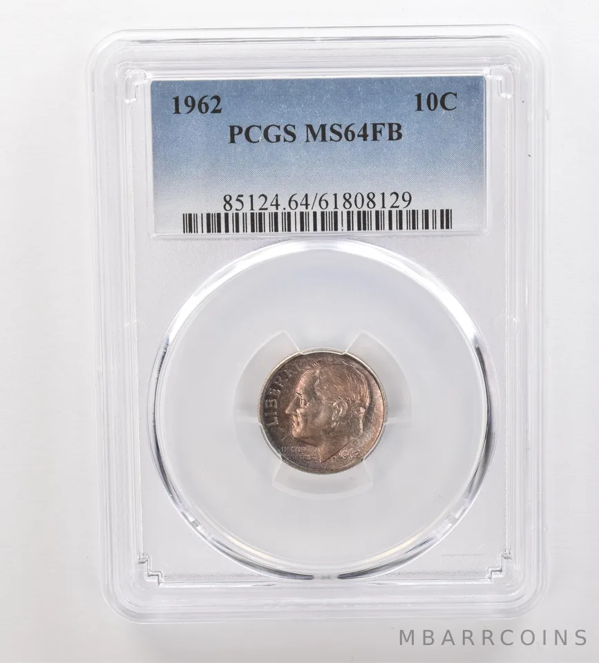 1962 Roosevelt Dime MS64 FB PCGS Beautiful Tone *3313