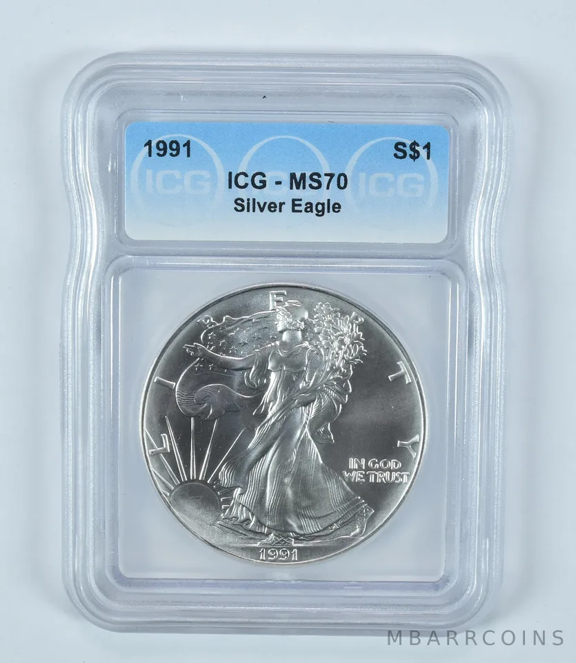 1991 American Silver Eagle MS70 ICG