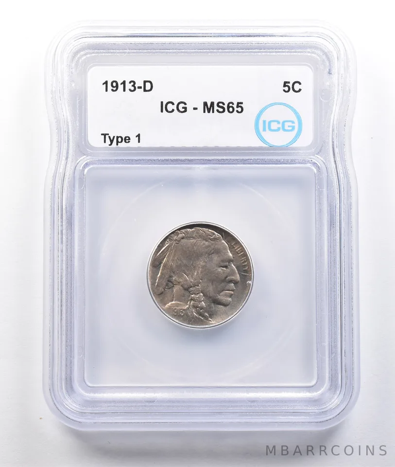 1913-D Indian Head Buffalo Nickel Type 1 MS65 ICG *3772