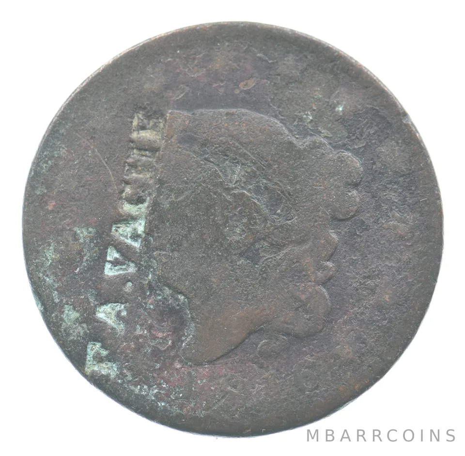1816 Coronet Head Large Cent FA VACHE Counterstamp *1050