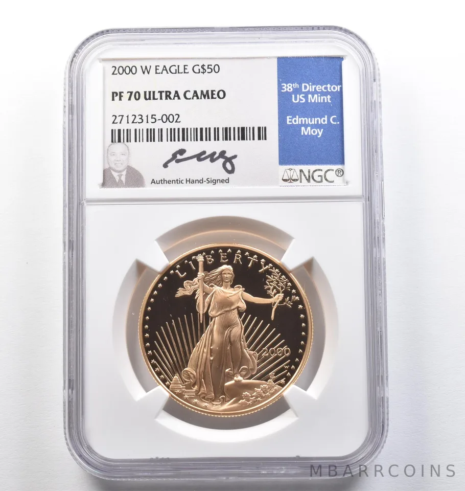 2000-W $50 American Gold Eagle Moy 1 Oz Gold PF70 UCAM NGC *9488