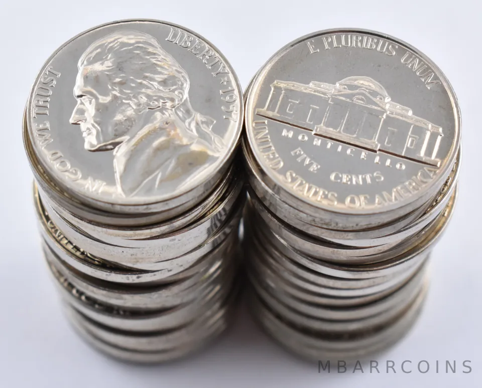 (40) 1957 Jefferson Nickel PROOF - ROLL of 40 Coins